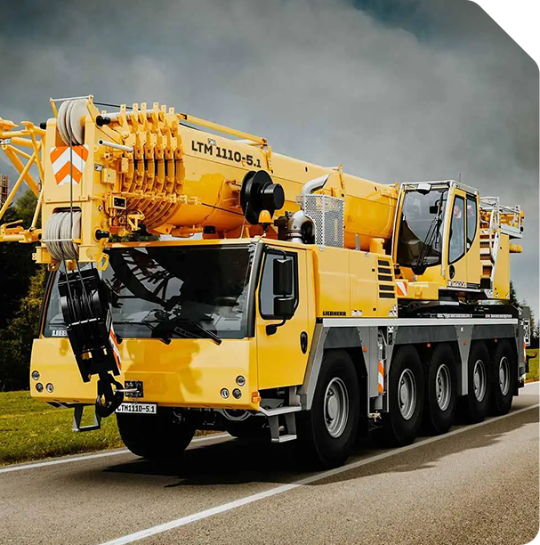 Yellow mobile crane