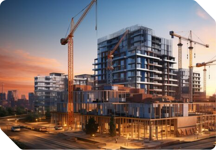 Construction site with cranes