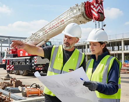 Mobile crane at site