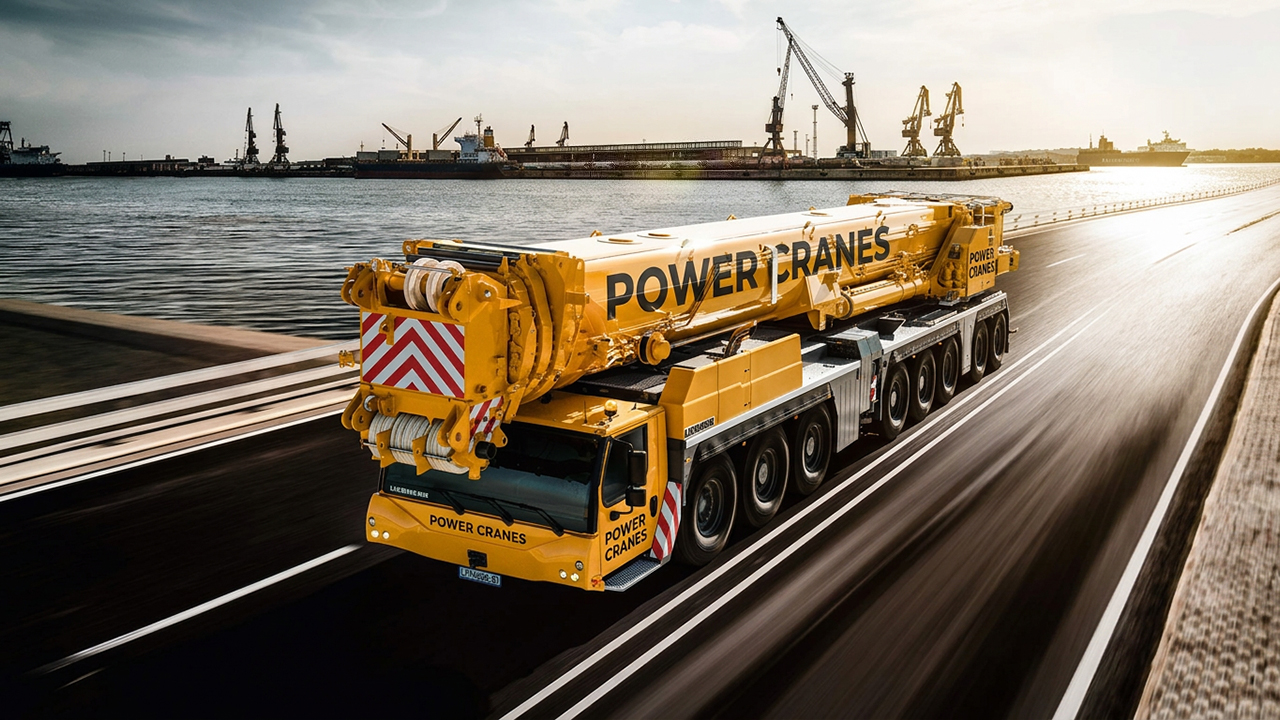 Yellow mobile crane